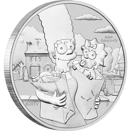 Tuvalu 2021 $1 The Simpsons Marge & Maggie Simpson 1oz Silver Uncirculated Coin