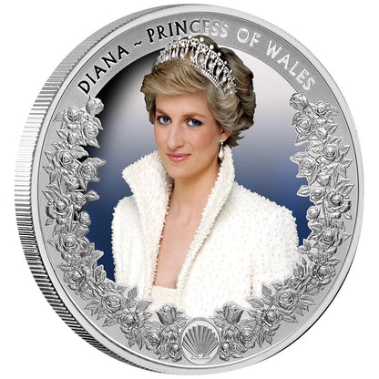 Tokelau 2022 $5 Diana Princess of Wales 1oz Silver Coloured Proof Coin
