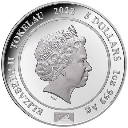 Tokelau 2022 $5 Diana Princess of Wales 1oz Silver Coloured Proof Coin