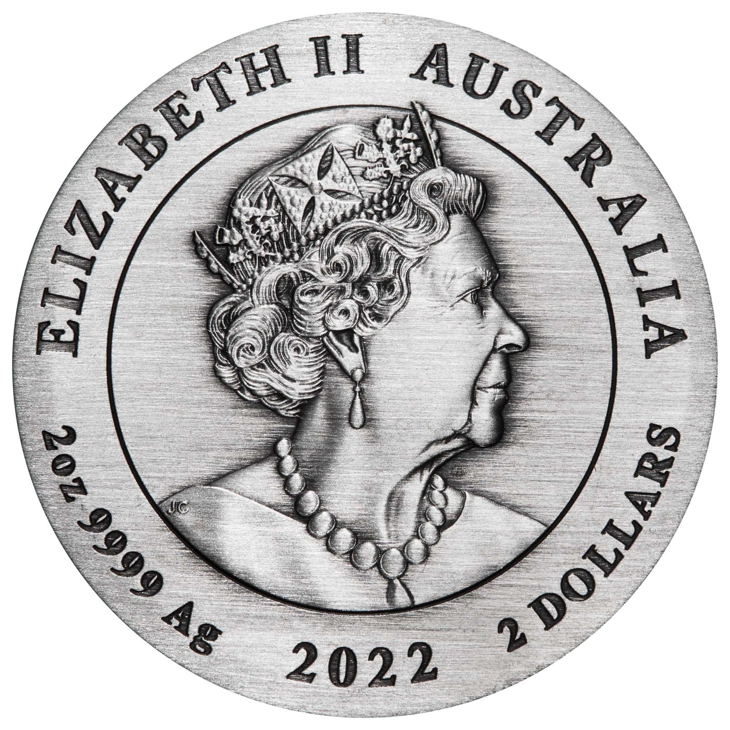 2022 $2 Lunar Year of The Tiger 2oz Silver Antiqued Coin