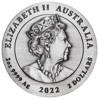 2022 $2 Lunar Year of The Tiger 2oz Silver Antiqued Coin