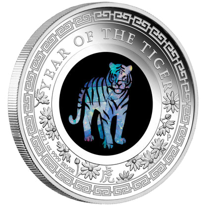 2022 $1 Lunar Year of the Tiger Opal 1oz Silver Proof Coin