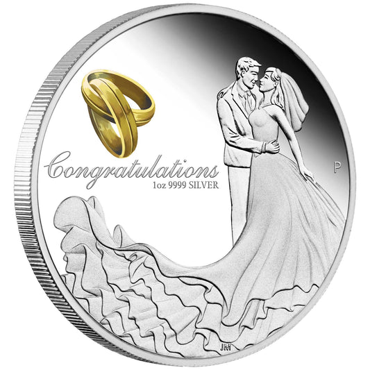 2022 $1 Congratulations On Your Wedding 1oz Silver Proof Coin