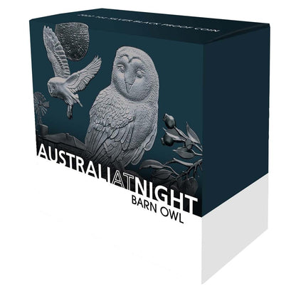 Niue 2022 $1 Australia At Night Barn Owl 1oz Silver Black Proof Coin
