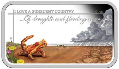 2015 $1 Sunburnt Country Thorny Devil Lizard 1oz Silver Proof Rectangle Coin