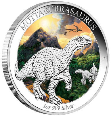 2015 $1 Australian Age of Dinosaurs Muttaburrasaurus 1oz Silver Coloured Proof Coin