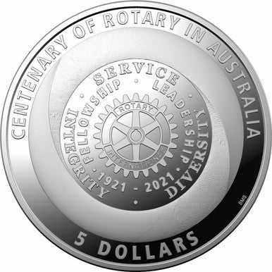 2021 $5 Centenary of Rotary In Australia 1oz Silver Proof Coin