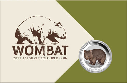 2022 $1 Australian Wombat 1oz Silver Coloured Uncirculated Coin