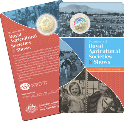 2022 $1 Bicentenary of Royal Agricultural Societies & Shows Coloured Uncirculated Coin