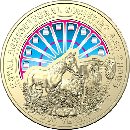 2022 $1 Bicentenary of Royal Agricultural Societies & Shows Coloured Uncirculated Coin