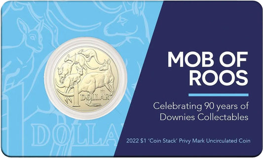 2022 $1 90 Years of Downies Collectables 'Coin Stack' Privy Mark Uncirculated Coin