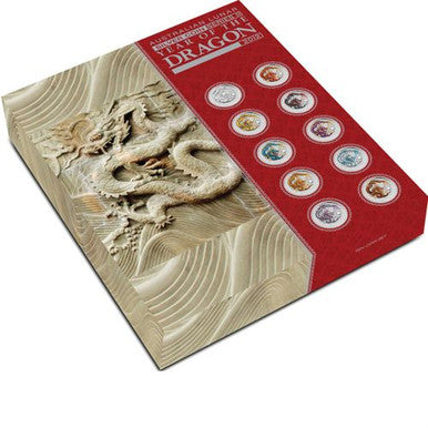 2012 $1 Lunar Year of The Dragon 1oz Silver 10 Coin Set
