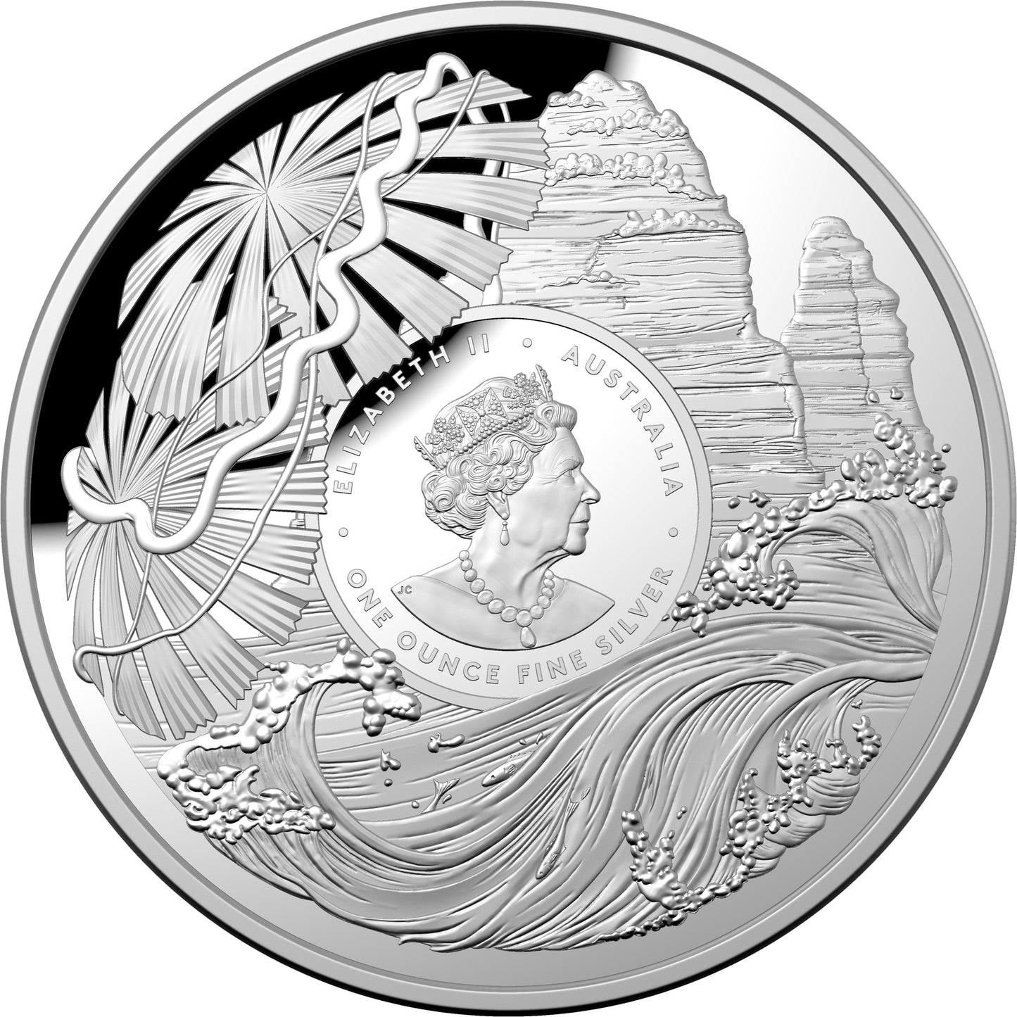 2022 $5 Beauty Rich & Rare Great Barrier Reef 1oz Silver Coloured Proof Domed Coin