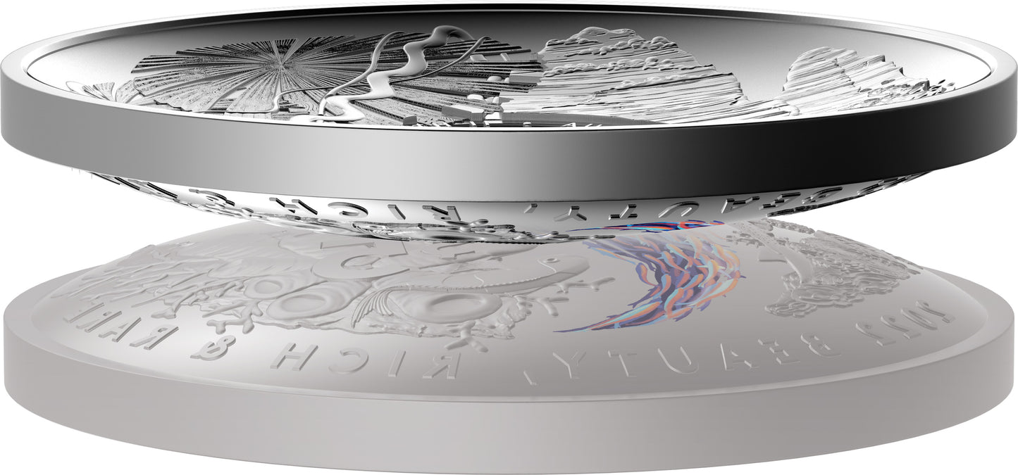2022 $5 Beauty Rich & Rare Great Barrier Reef 1oz Silver Coloured Proof Domed Coin