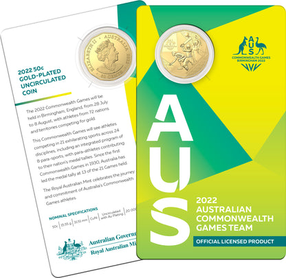 2022 50c Australian Commonwealth Games Team Gold Plated Uncirculated Coin
