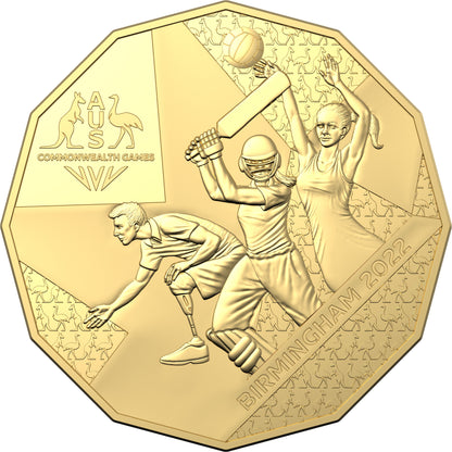 2022 50c Australian Commonwealth Games Team Gold Plated Uncirculated Coin