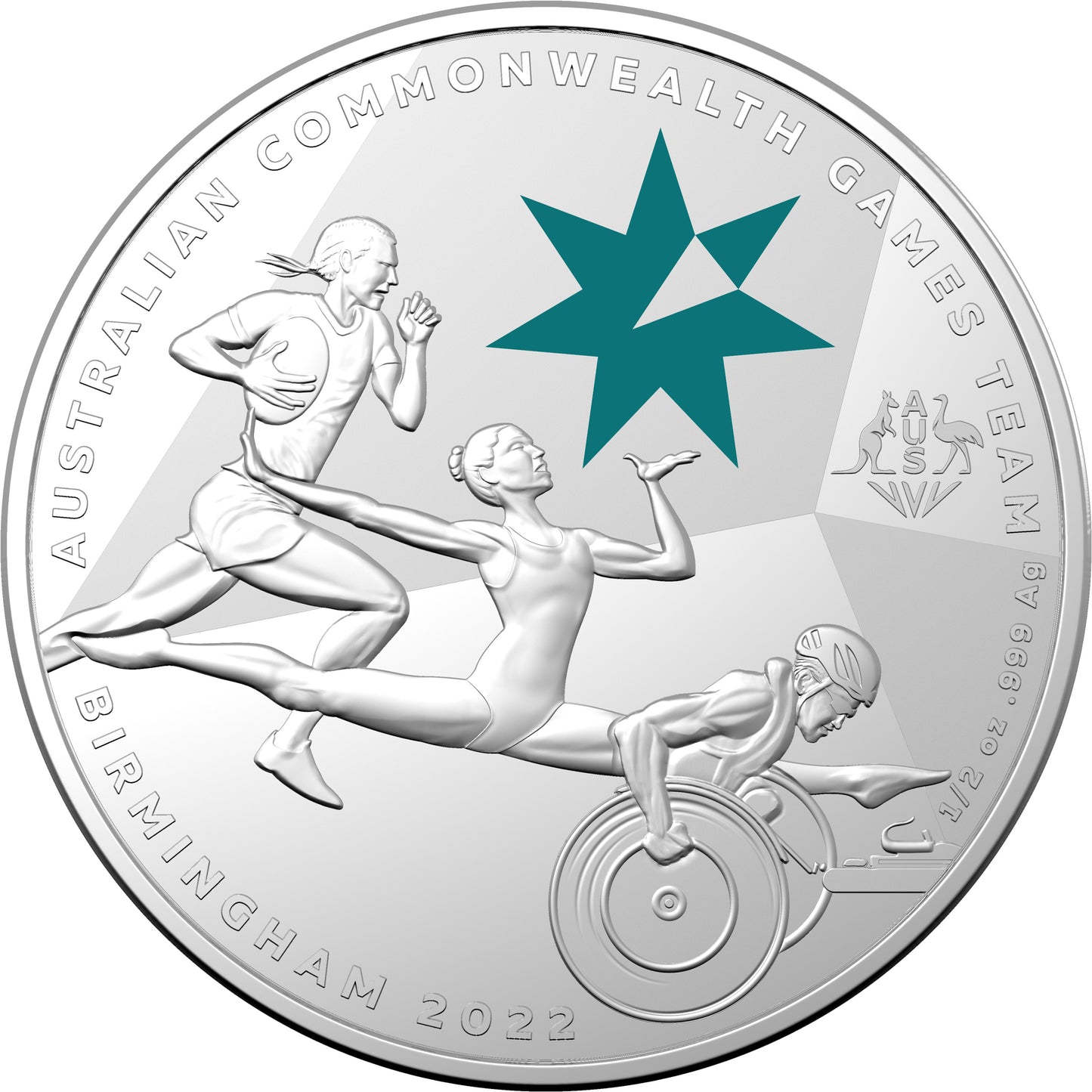 2022 $1 Australian Commonwealth Games Team 1/2oz Silver Coloured Uncirculated Coin