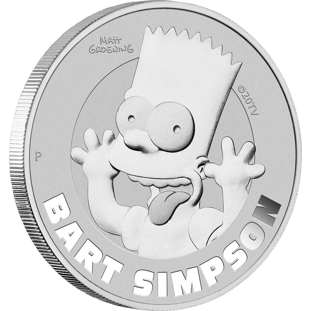 Tuvalu 2022 $1 The Simpsons Bart Simpson 1oz Silver Uncirculated Coin