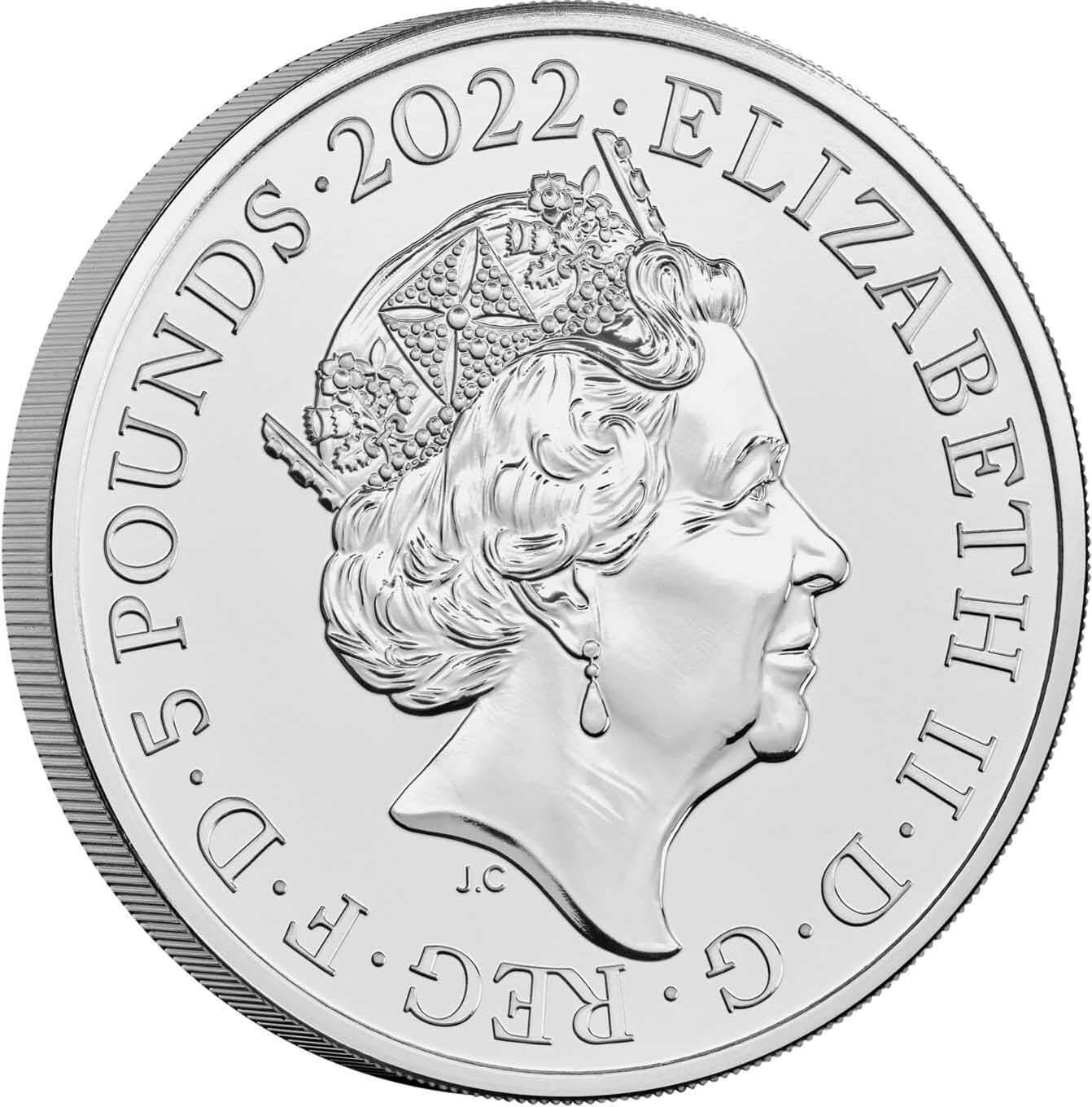 UK 2022 £5 The Queen's Reign Honours and Investitures Uncirculated Coin