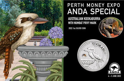 2022 $1 ANDA Perth Australian Kookaburra 'Numbat' Privy Mark 1oz Silver Uncirculated Coin