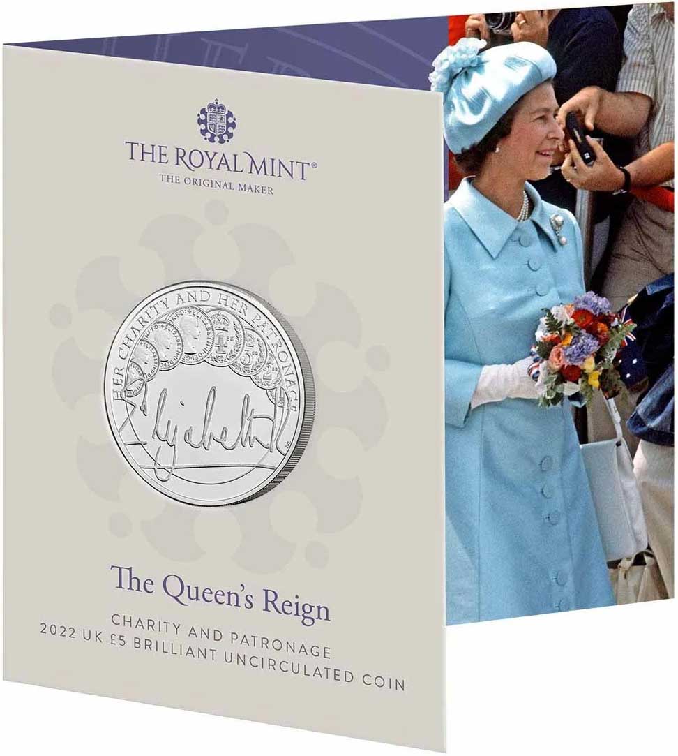 UK 2022 £5 The Queen's Reign Charity and Patronage Uncirculated Coin