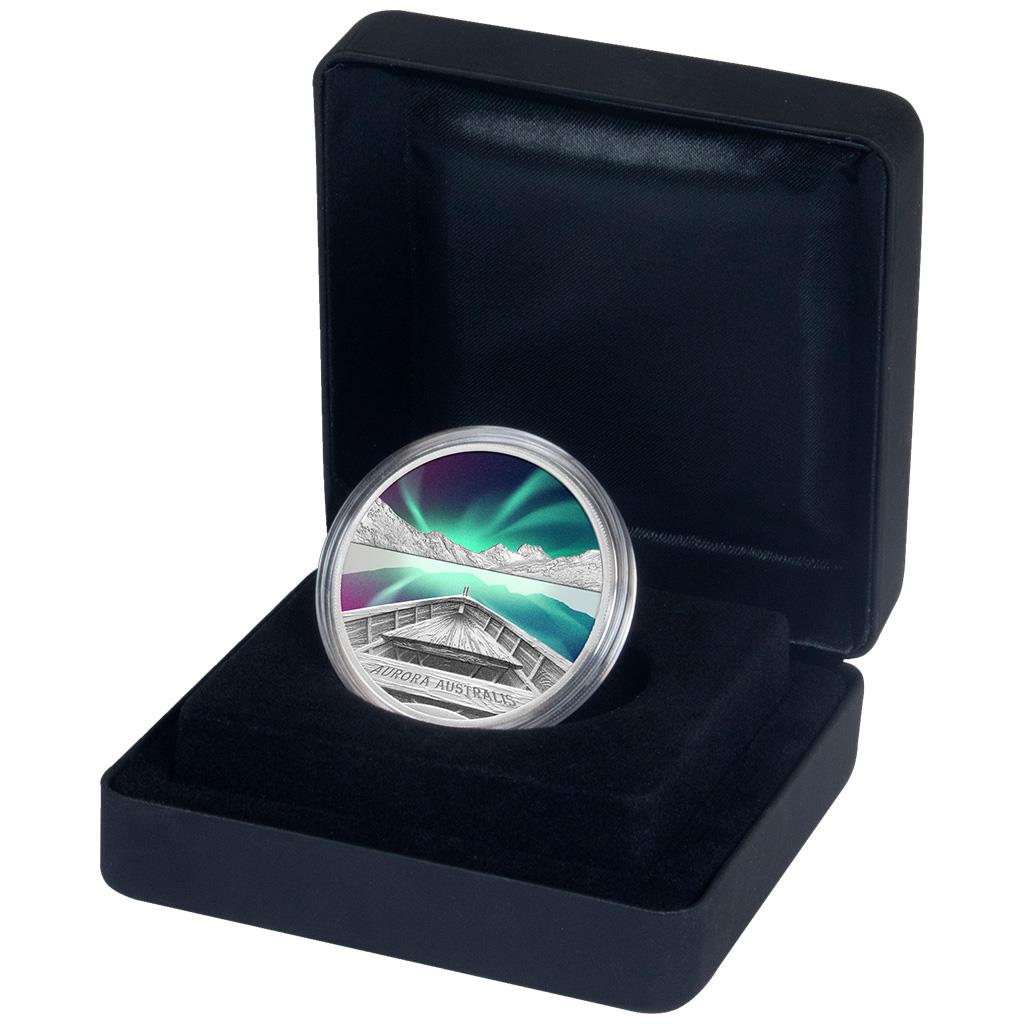 Tuvalu 2022 $1 Aurora Australis 1oz Silver Coloured Proof Coin