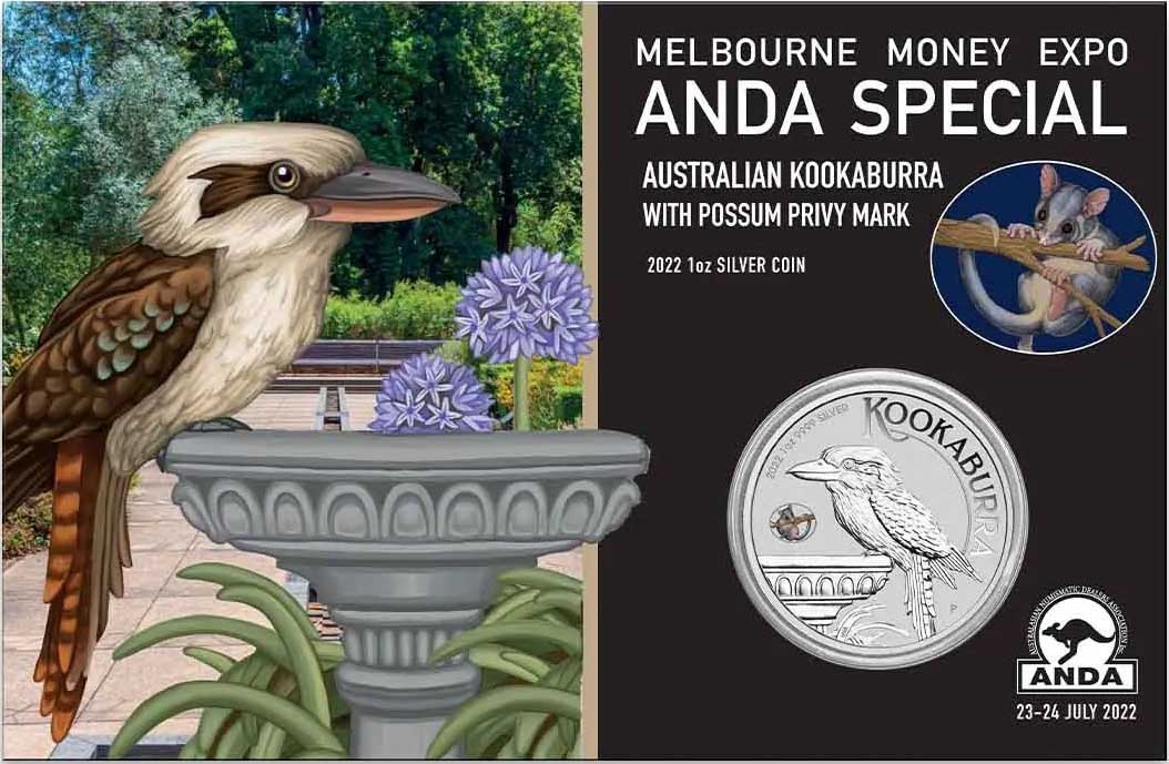 2022 $1 ANDA Melbourne Australian Kookaburra 'Leadbeater Possum' Privy Mark 1oz Silver Uncirculated Coin