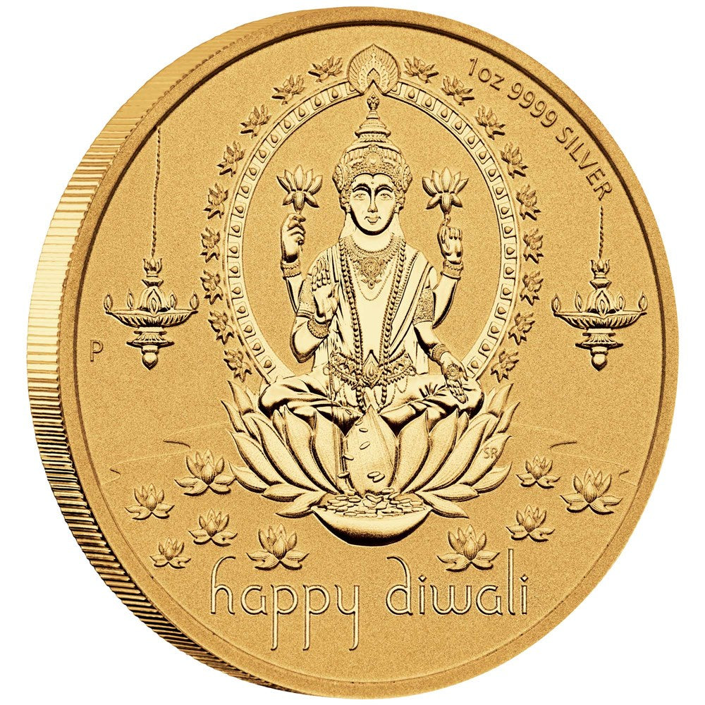 2022 Happy Diwali 1oz Silver Gilded Medallion