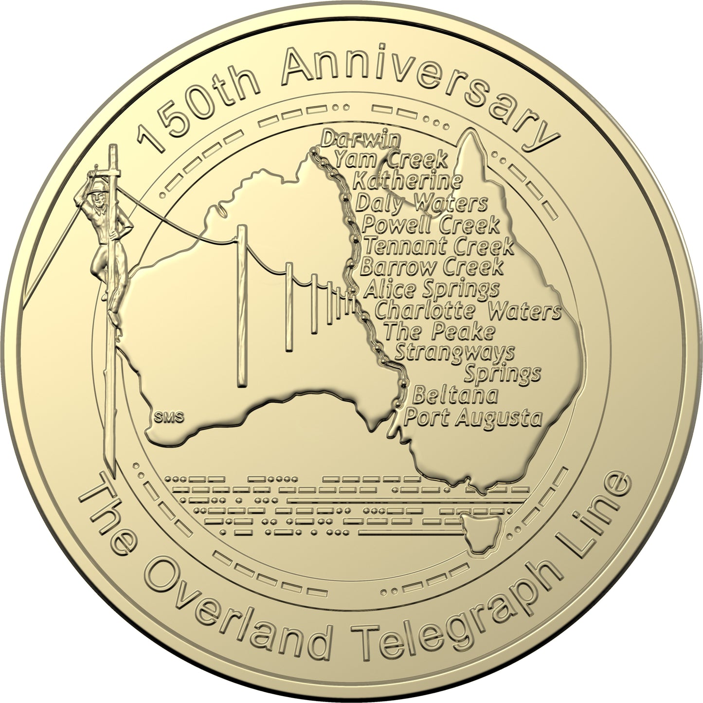 2022 $1 150th Anniversary Australian Overland Telegraph Line Uncirculated Coin