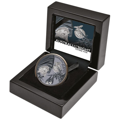 Niue 2023 $1 Australia At Night Flying Fox 1oz Silver Black Proof Coin