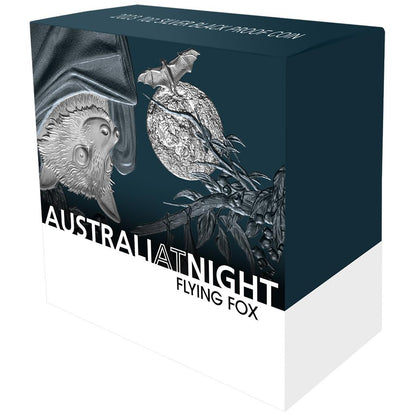 Niue 2023 $1 Australia At Night Flying Fox 1oz Silver Black Proof Coin
