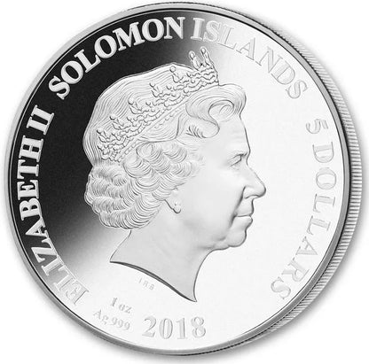Solomon Islands 2018 $5 Legends of Sports by Sidney Maurer Cristiano Ronaldo 1oz Silver Coloured Proof Coin