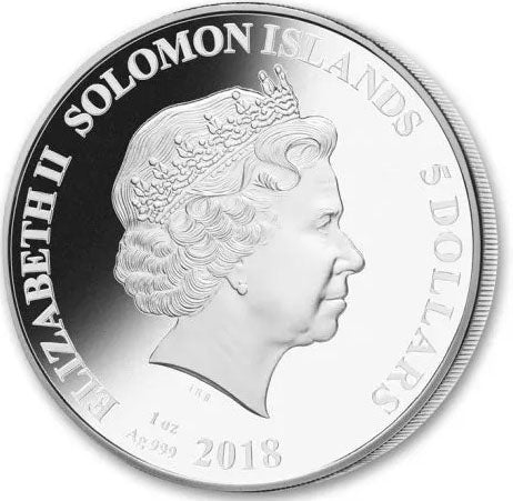 Solomon Islands 2018 $5 Legends of Sports by Sidney Maurer Roger Federer 1oz Silver Coloured Proof Coin