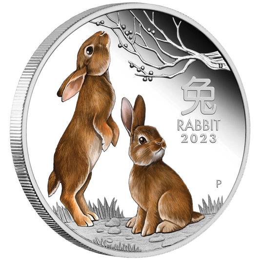 2023 $1 Lunar Year of The Rabbit 1oz Silver Coloured Proof Coin