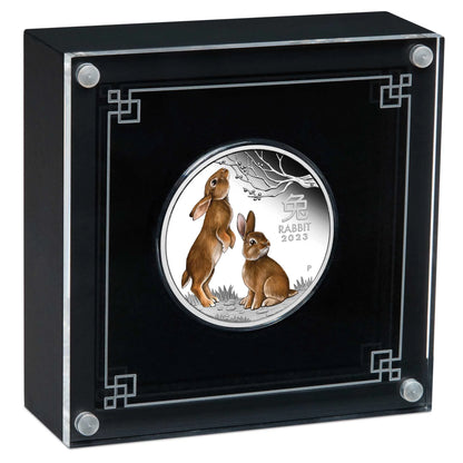 2023 $1 Lunar Year of The Rabbit 1oz Silver Coloured Proof Coin