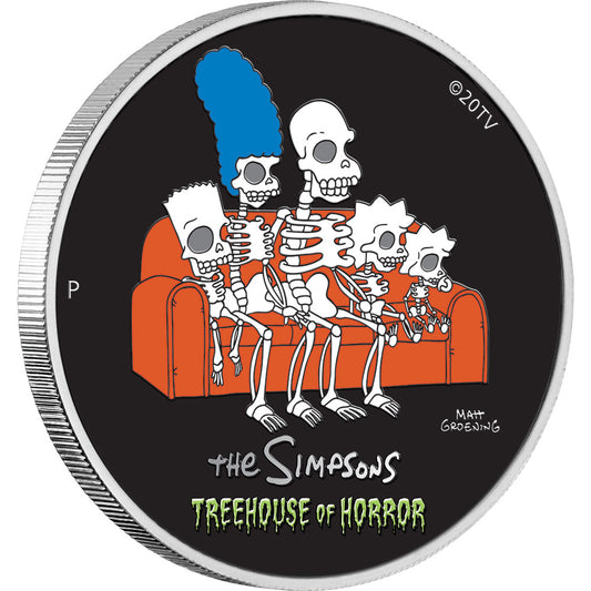 Tuvalu 2022 $1 The Simpsons Treehouse of Horror 1oz Silver Coloured Coin