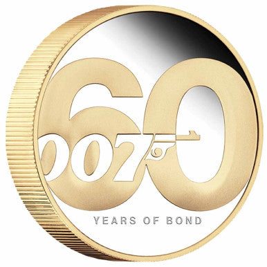 2022 60 Years of Bond 2oz Gold-Plated Silver Proof Coin