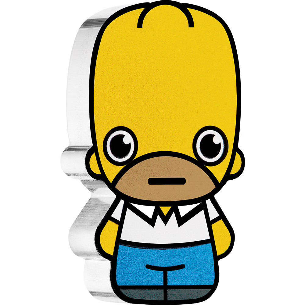 Tuvalu 2022 $1 Minted Mini The Simpsons Homer Shaped 1oz Silver Coloured Coin