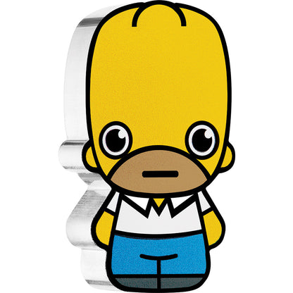 Tuvalu 2022 $1 Minted Mini The Simpsons Homer Shaped 1oz Silver Coloured Coin