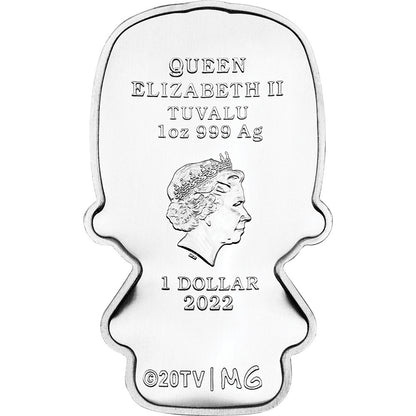 Tuvalu 2022 $1 Minted Mini The Simpsons Homer Shaped 1oz Silver Coloured Coin