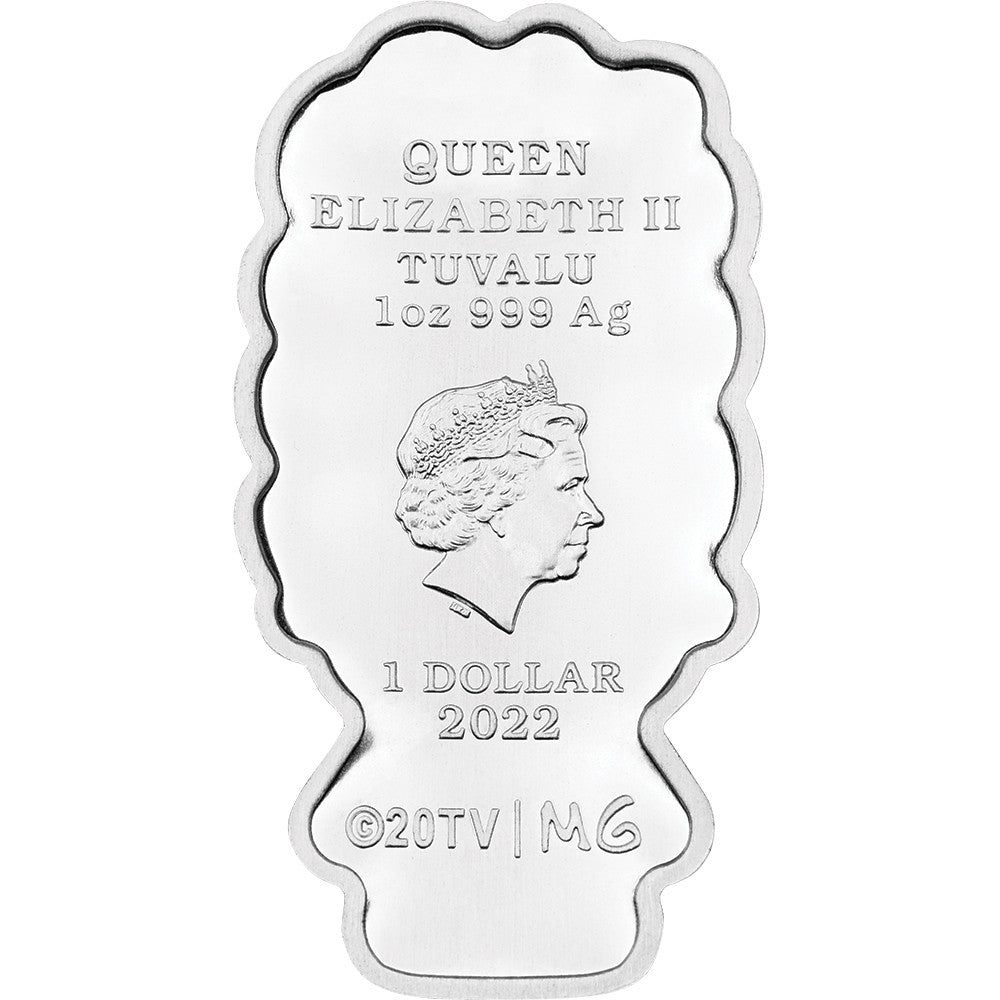 Tuvalu 2022 $1 Minted Mini The Simpsons Marge Shaped 1oz Silver Coloured Coin