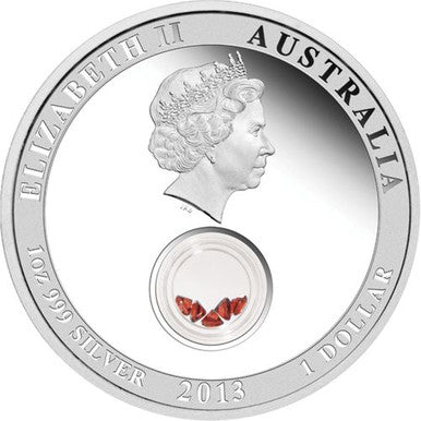 2013 $1 Treasures of The World Europe 1oz Silver Garnet Locket Proof Coin