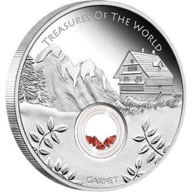 2013 $1 Treasures of The World Europe 1oz Silver Garnet Locket Proof Coin