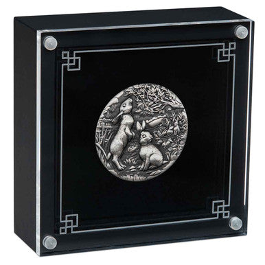 2023 Year of the Rabbit $2 2oz Silver Antique Coin