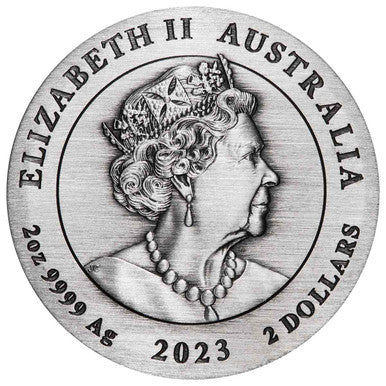 2023 Year of the Rabbit $2 2oz Silver Antique Coin