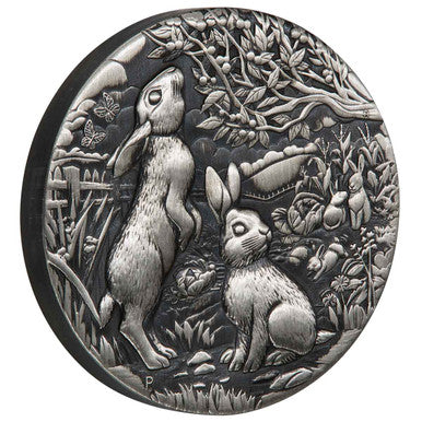 2023 Year of the Rabbit $2 2oz Silver Antique Coin