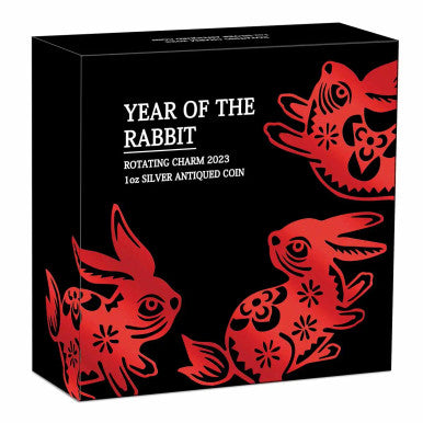 2023 Year of the Rabbit  $1 Rotating Bead 1oz Silver Antique Coin
