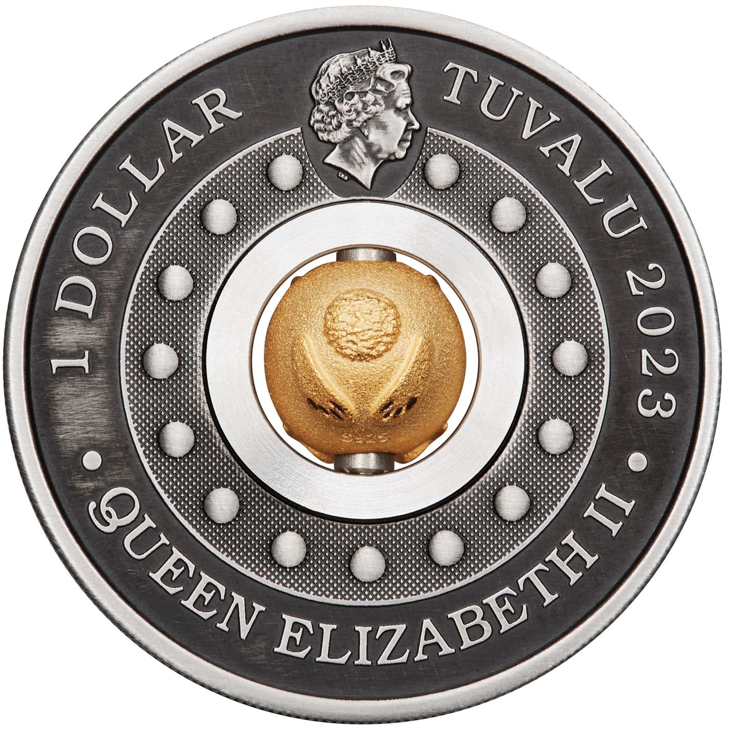 Tuvalu 2023 $1 Lunar Year of The Rabbit Rotating Charm 1oz Silver Antiqued Coin