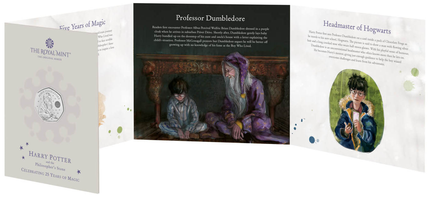 UK 2023 50p Celebrating 25 Years of Harry Potter Professor Albus Dumbledore Uncirculated Coin