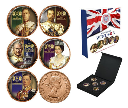 House of Windsor Enamel Penny 5 Coin Collection